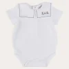 Bodysuits & Baby Grows | Pepa London Boat Embroidery Statement Collar Short Sleeve Bodysuit in White (3mths-2yrs)