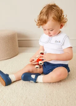 Bodysuits & Baby Grows | Pepa London Boat Embroidery Statement Collar Short Sleeve Bodysuit in White (3mths-2yrs)