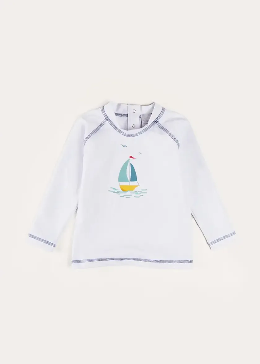 Swimwear | Swimwear | Pepa London Boat Motif Long Sleeve Rashguard in Blue (2-6yrs)
