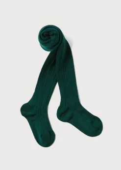 Socks & Tights | Socks & Tights | Pepa London Bottle Green Ribbed Tights (0mths-10yrs)