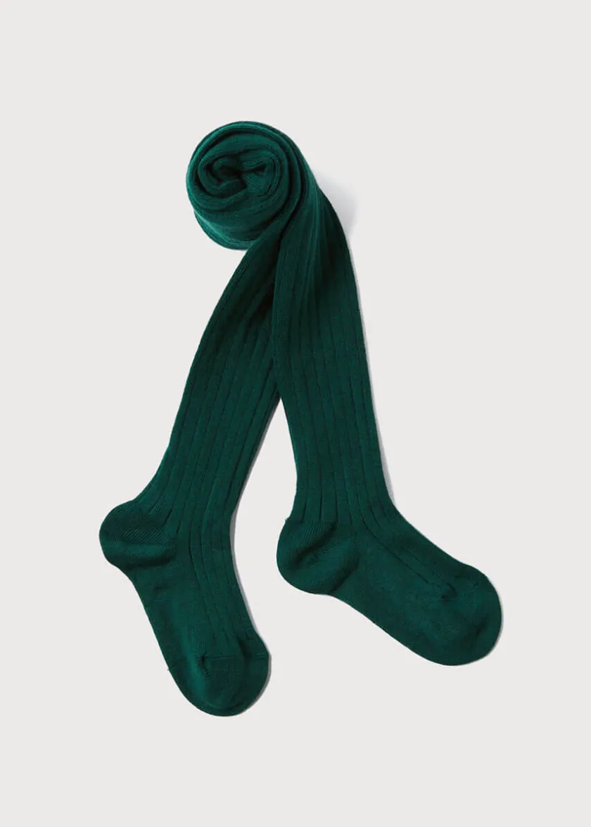 Socks & Tights | Socks & Tights | Pepa London Bottle Green Ribbed Tights (0mths-10yrs)