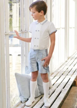 Shorts & Trousers | Shorts & Trousers | Pepa London Boys Celebration Shorts Blue silk (4-10yrs)