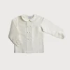 Tops & Shirts | Tops & Shirts | Pepa London Boy's white double-breasted Peter Pan collar silk shirt (12mths-10yrs)