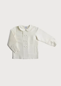 Tops & Shirts | Tops & Shirts | Pepa London Boy's white double-breasted Peter Pan collar silk shirt (12mths-10yrs)