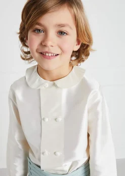 Tops & Shirts | Tops & Shirts | Pepa London Boy's white double-breasted Peter Pan collar silk shirt (12mths-10yrs)