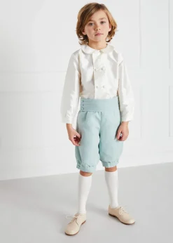 Tops & Shirts | Tops & Shirts | Pepa London Boy's white double-breasted Peter Pan collar silk shirt (12mths-10yrs)