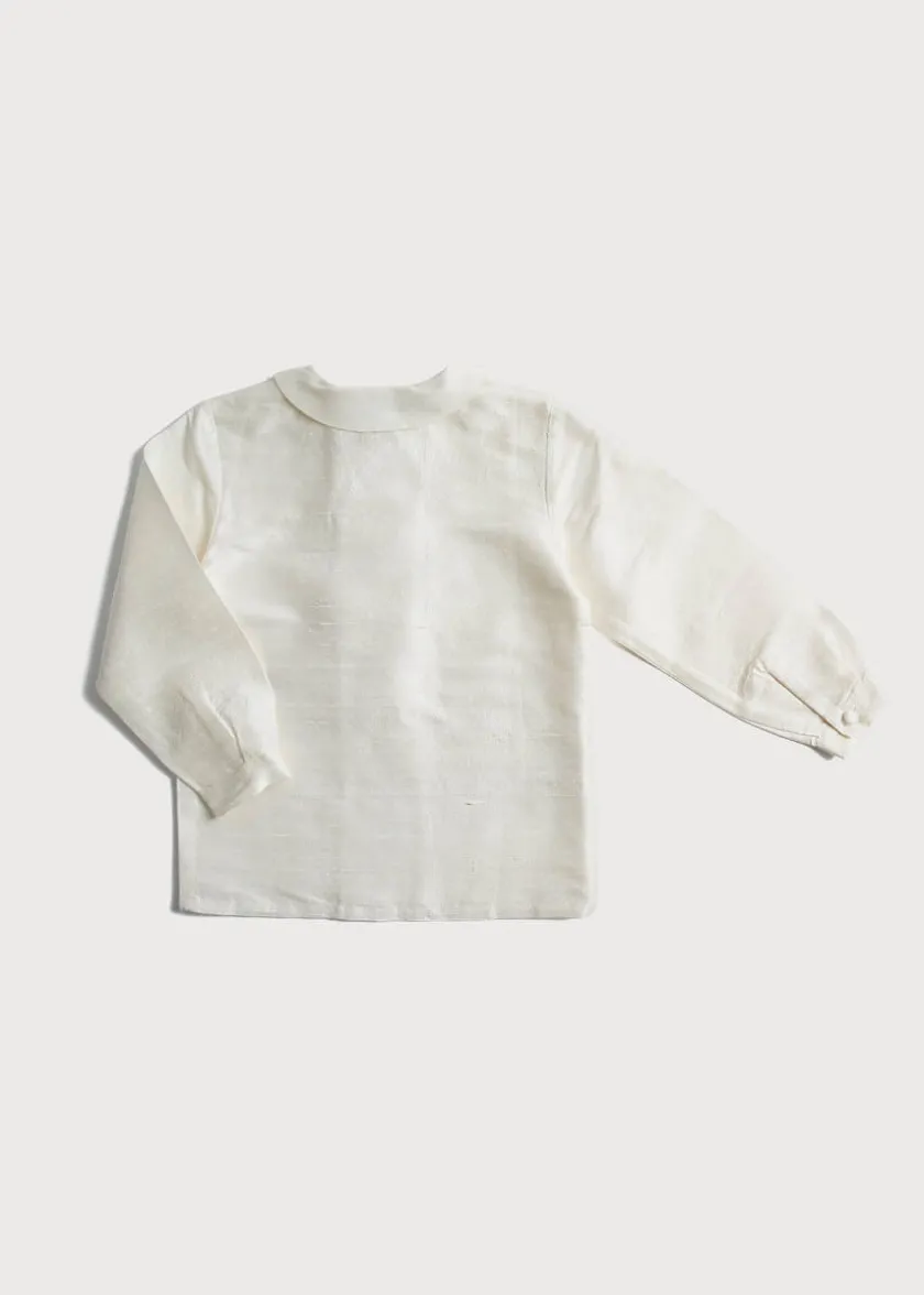Tops & Shirts | Tops & Shirts | Pepa London Boy's white double-breasted Peter Pan collar silk shirt (12mths-10yrs)