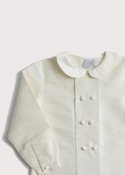Tops & Shirts | Tops & Shirts | Pepa London Boy's white double-breasted Peter Pan collar silk shirt (12mths-10yrs)