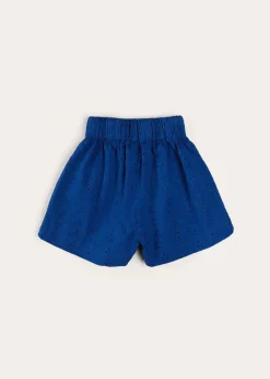 Up To 12 Years | Skirts & Shorts | Pepa London Broderie Anglais Button Detail Shorts in Blue (4-12yrs)