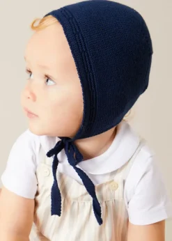 Lookbooks | Pepa London Brompton Stripe Romper in Beige (3mths-2yrs) | Openwork Knitted Bonnet in Navy (S-L) | Plain Cardigan in Navy (6mths-10yrs) | Peter Pan Collar Bodysuit in White (0mths-3yrs) | T-Bar Leather Pram Shoes in Ivory (17-20EU) | Ribbed Short Socks in Beige (0mths-10yrs) | Waterford Striped Dummy Clip in Beige