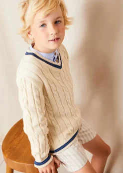 Shorts & Trousers | Pepa London Brompton Striped Shorts in Beige (4-10yrs)