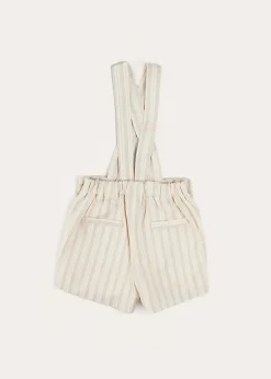 Shorts & Trousers | Bloomers, Shorts & Trousers | Pepa London Brompton Striped Shorts With Braces in Beige (12mths-4yrs)