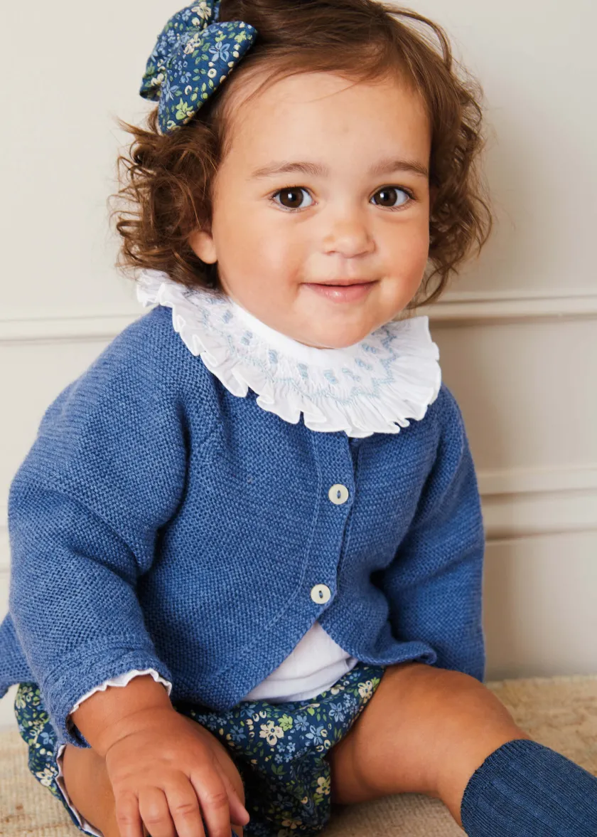 Knitwear & Cardigans | Knitwear & Cardigans | Pepa London Cable Detail Cardigan In French Blue (6mths-3yrs)