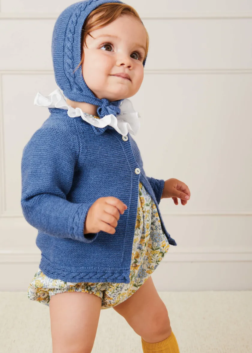 Knitwear & Cardigans | Knitwear & Cardigans | Pepa London Cable Detail Cardigan In French Blue (6mths-3yrs)