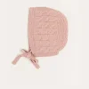 Bonnets & Booties | Knitwear & Cardigans | Pepa London Cable Detail Knitted Bonnet in Pink (S-L)