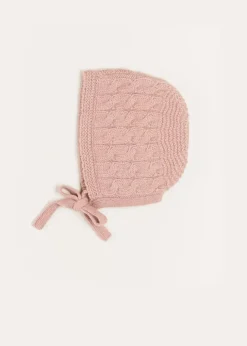 Bonnets & Booties | Knitwear & Cardigans | Pepa London Cable Detail Knitted Bonnet in Pink (S-L)