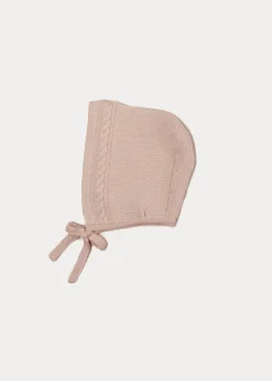 Bonnets & Booties | Bonnets & Booties | Pepa London Cable Detail Knitted Bonnet in Beige (S-L)