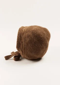 Bonnets & Booties | Bonnets & Booties | Pepa London Cable Detail Knitted Bonnet in Brown (S-L)