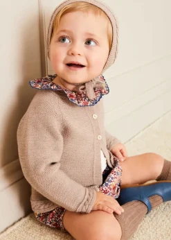 Bonnets & Booties | Bonnets & Booties | Pepa London Cable Detail Knitted Bonnet in Beige (S-L)