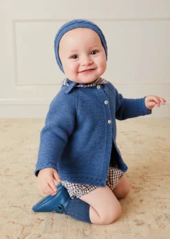 Bonnets & Booties | Bonnets & Booties | Pepa London Cable Detail Knitted Bonnet In Blue (S-L)