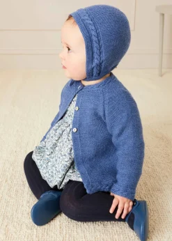 Bonnets & Booties | Bonnets & Booties | Pepa London Cable Detail Knitted Bonnet In Blue (S-L)