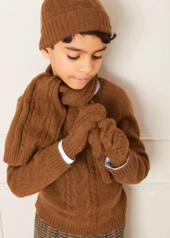 Hair Accessories | Hats | Pepa London Cable Detail Knitted Hat in Brown (S-L)