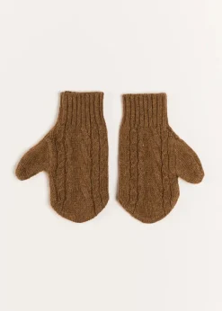 Knitwear & Cardigans | Hair Accessories | Pepa London Cable Detail Knitted Mittens in Brown (S-L)