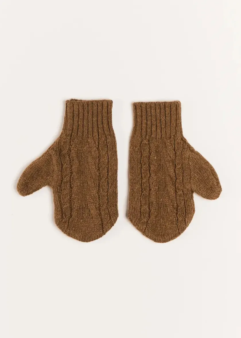 Knitwear & Cardigans | Hair Accessories | Pepa London Cable Detail Knitted Mittens in Brown (S-L)