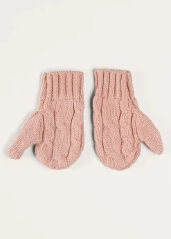 Hair Accessories | Bonnets, Booties & Mittens | Pepa London Cable Detial Knitted Mittens in Pink (S-L)