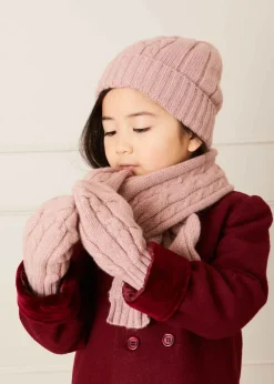 Hair Accessories | Bonnets, Booties & Mittens | Pepa London Cable Detial Knitted Mittens in Pink (S-L)