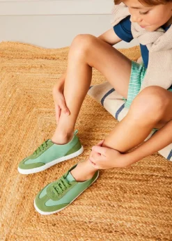 Plimsolls | Plimsolls | Pepa London Canvas Lace Up Plimsols in Green (23-35EU)