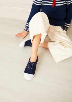 Plimsolls | Plimsolls | Pepa London Canvas Plimsolls in Navy (20-35EU)