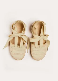 Sandals | Sandals | Pepa London Canvas Tie Detail Espadrilles in Beige (24-34EU)