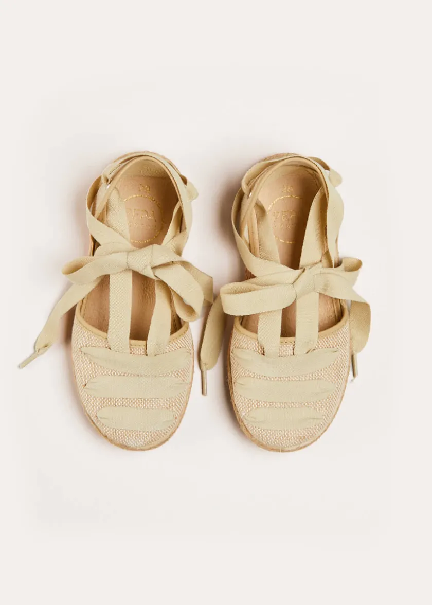 Sandals | Sandals | Pepa London Canvas Tie Detail Espadrilles in Beige (24-34EU)