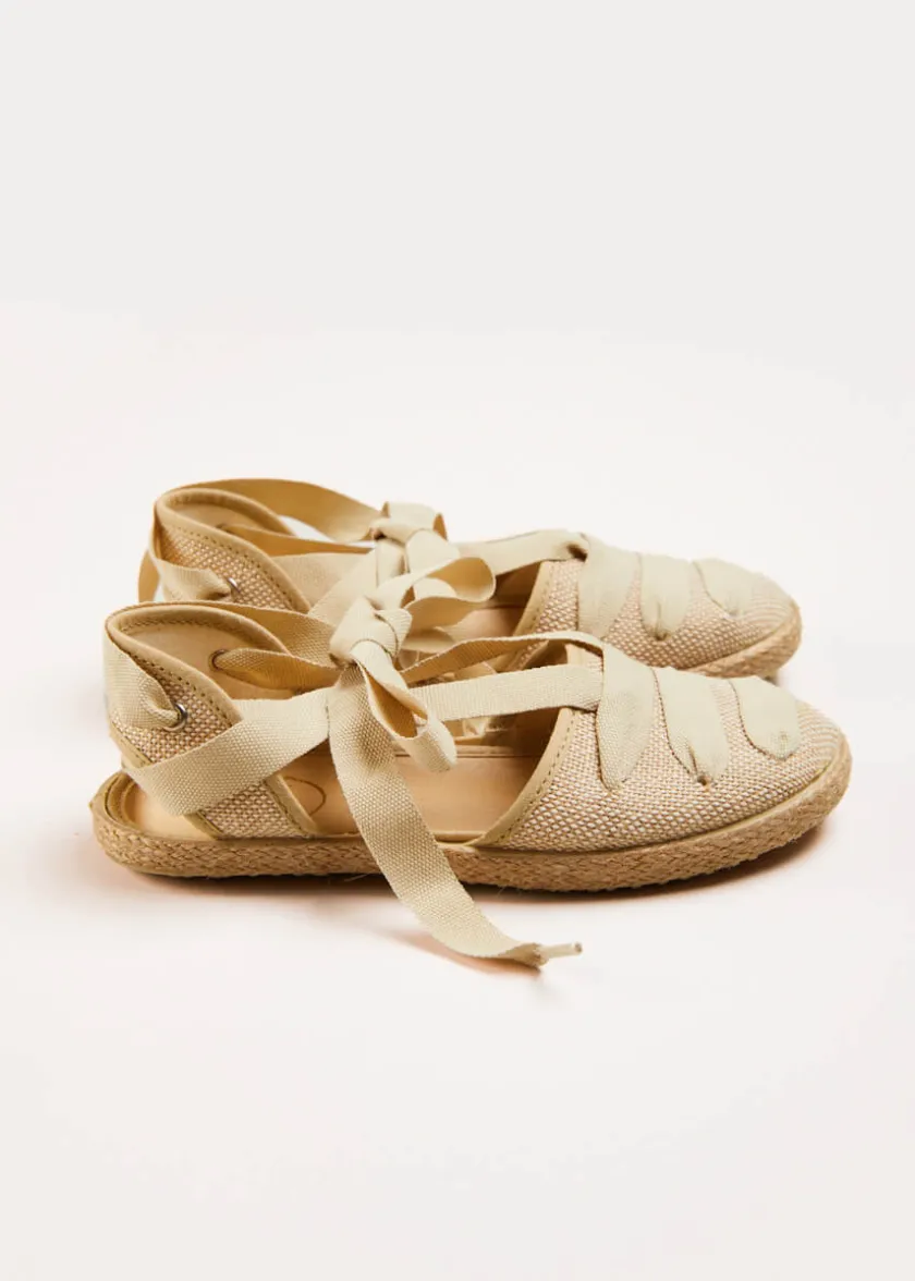 Sandals | Sandals | Pepa London Canvas Tie Detail Espadrilles in Beige (24-34EU)