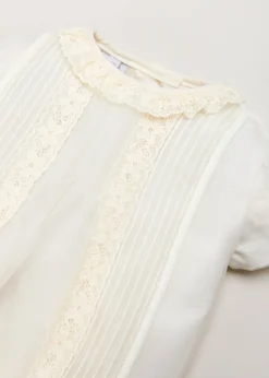 Dungarees & Rompers | Rompers | Pepa London Cap Sleeve Lace Detail Romper in Ivory (3mths-2yrs)
