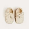 Pram Shoes | Pram Shoes | Pepa London Celebration Lace-up T-Bar Pram Shoes in Beige (17-20EU)