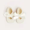 Mary Jane Shoes | Mary Janes | Pepa London Celebration Ribbon Detail Mary Jane Pram Shoes in Beige (17-20EU)