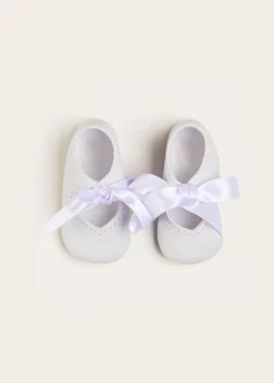 Mary Jane Shoes | Mary Janes | Pepa London Celebration Ribbon Detail Mary Jane Pram Shoes in White (17-20EU)