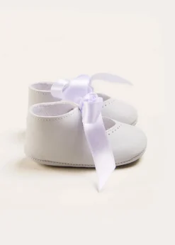 Mary Jane Shoes | Mary Janes | Pepa London Celebration Ribbon Detail Mary Jane Pram Shoes in White (17-20EU)