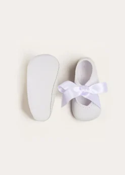 Mary Jane Shoes | Mary Janes | Pepa London Celebration Ribbon Detail Mary Jane Pram Shoes in White (17-20EU)