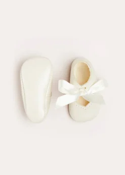 Mary Jane Shoes | Mary Janes | Pepa London Celebration Ribbon Detail Mary Jane Pram Shoes in Beige (17-20EU)