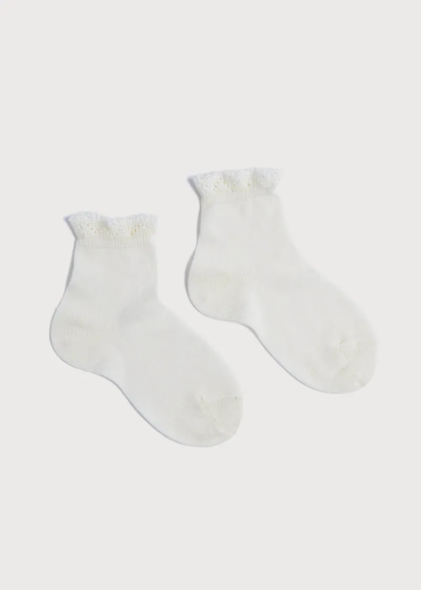 Socks & Tights | Socks & Tights | Pepa London Celebration Short Socks with Ruffle- Cream (0mths-10yrs)