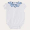 Bodysuits & Baby Grows | Pepa London Charlotte Floral Scallop Collar Short Sleeve Bodysuit in Blue (1mth-2yrs)