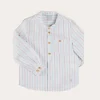 Tops & Shirts | Shirts | Pepa London Chesham Striped Mao Collar Long Sleeve Shirt in Red (3-10yrs)