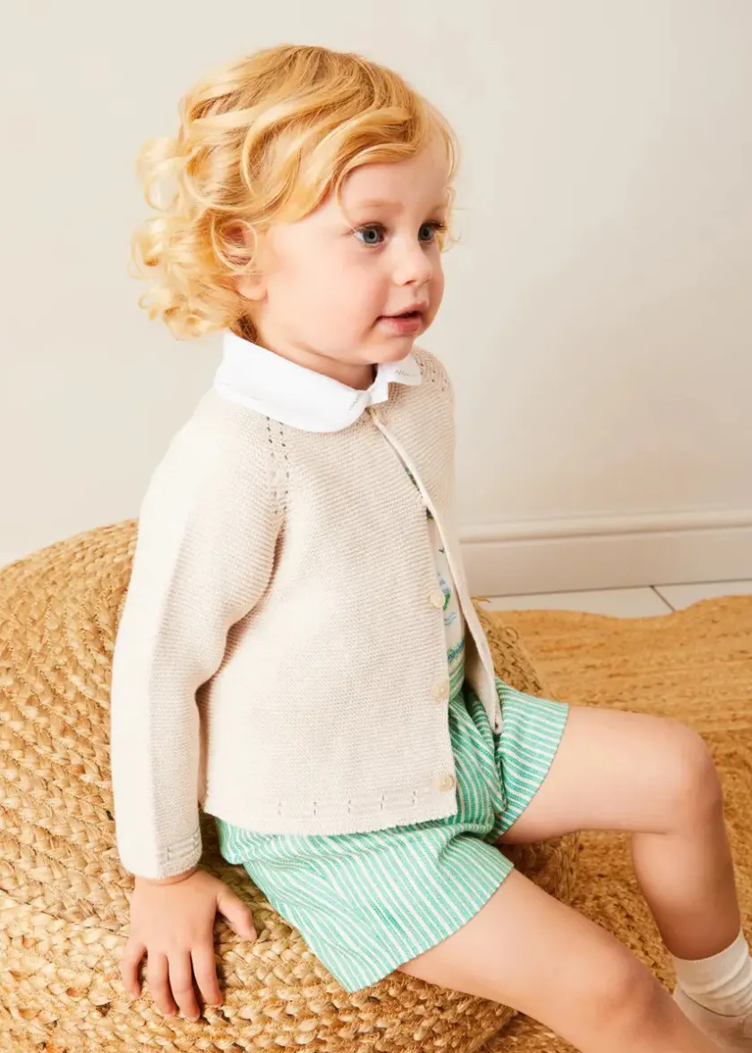 Dungarees & Rompers | Bloomers, Shorts & Trousers | Pepa London Cheyne Striped Boat Embroidery Dungarees in Green (18mths-4yrs)