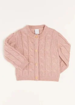Knitwear & Cardigans | Knitwear & Cardigans | Pepa London Chunky Cable Detail Cardigan in Pink (6mths-10yrs)