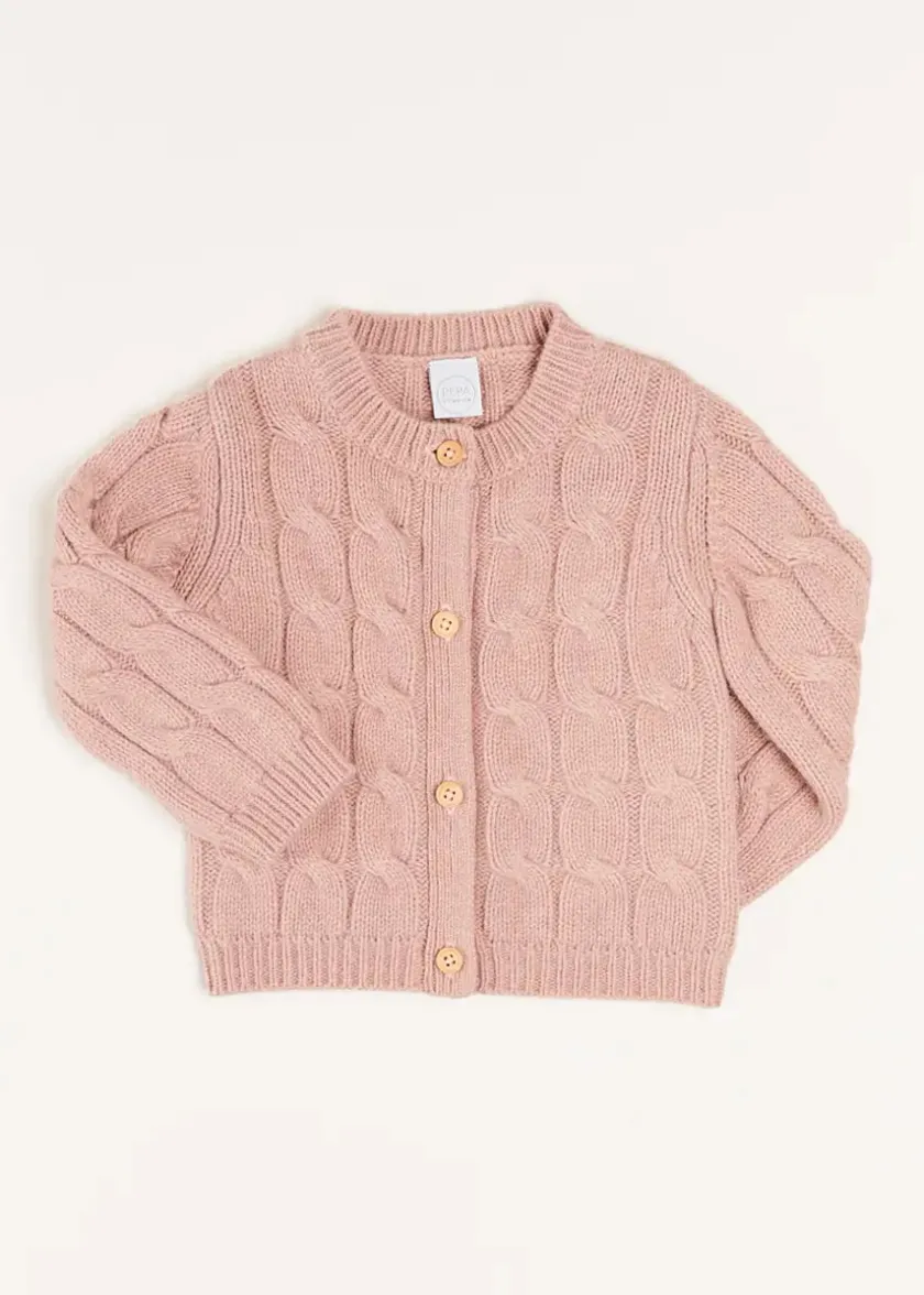 Knitwear & Cardigans | Knitwear & Cardigans | Pepa London Chunky Cable Detail Cardigan in Pink (6mths-10yrs)