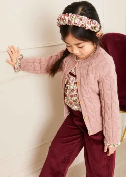 Knitwear & Cardigans | Knitwear & Cardigans | Pepa London Chunky Cable Detail Cardigan in Pink (6mths-10yrs)