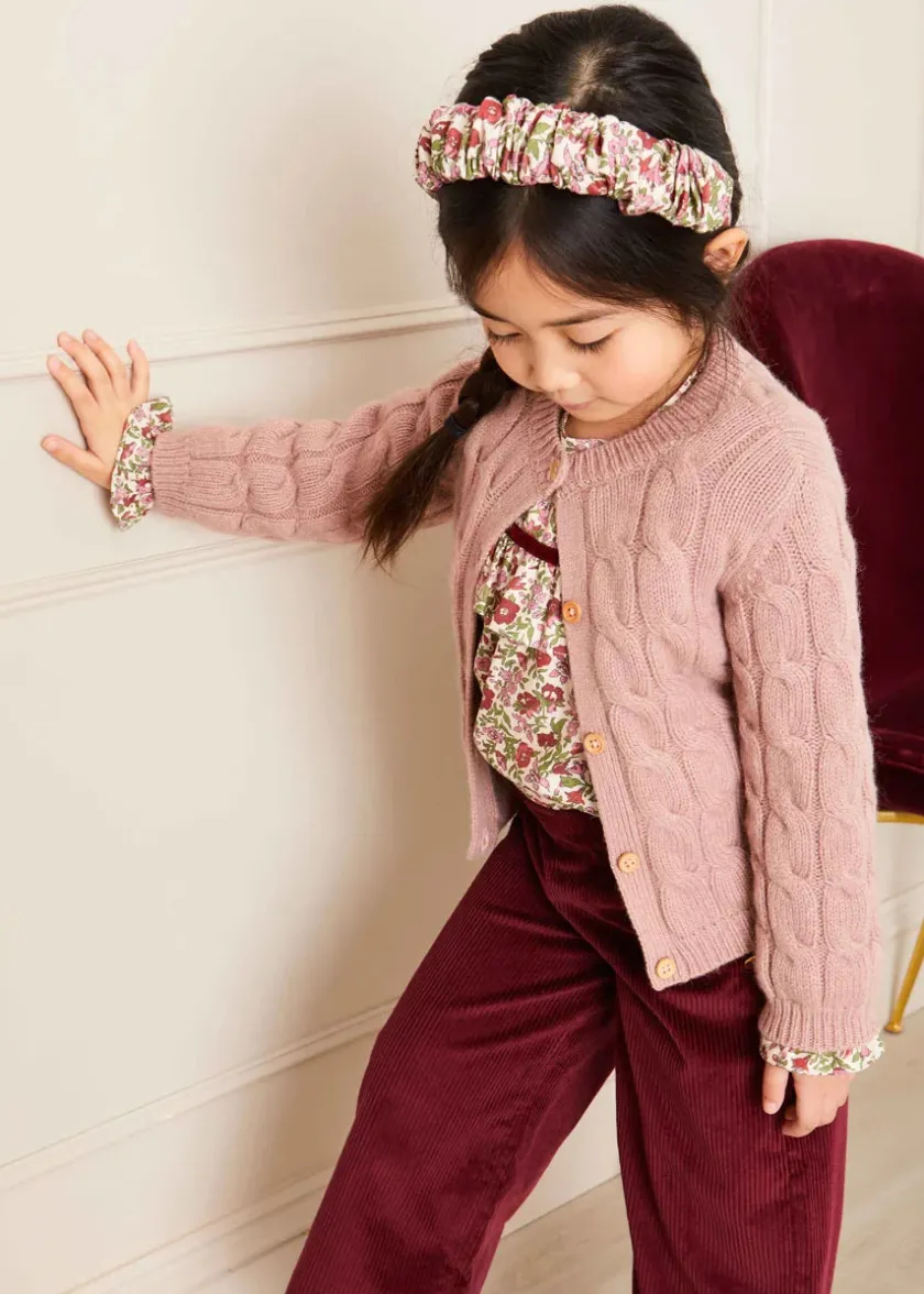 Knitwear & Cardigans | Knitwear & Cardigans | Pepa London Chunky Cable Detail Cardigan in Pink (6mths-10yrs)